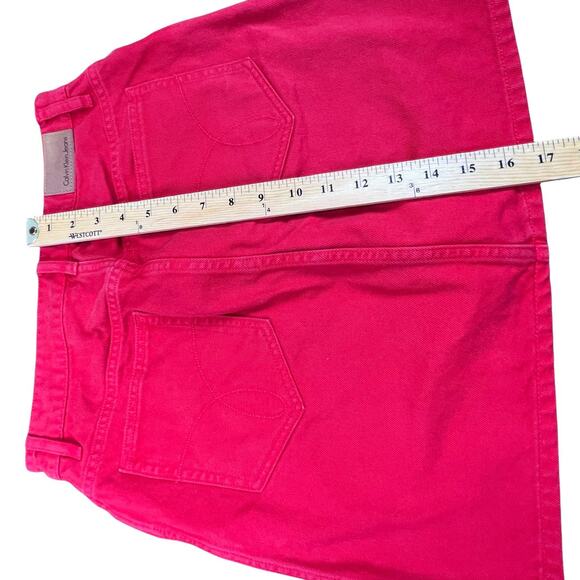 Calvin Klein Jeans Red Denim Mini Skirt W30 - Picture 10 of 11
